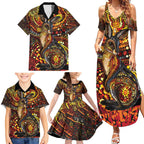 Kangaroo At Night Art Family Matching Summer Maxi Dress and Hawaiian Shirt Aboriginal Dot Painting