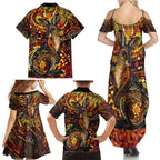 Kangaroo At Night Art Family Matching Summer Maxi Dress and Hawaiian Shirt Aboriginal Dot Painting