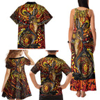 Kangaroo At Night Art Family Matching Tank Maxi Dress and Hawaiian Shirt Aboriginal Dot Painting