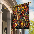 Kangaroo At Night Art Garden Flag Aboriginal Dot Painting
