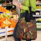 Kangaroo At Night Art Grocery Bag Aboriginal Dot Painting