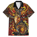 Kangaroo At Night Art Hawaiian Shirt Aboriginal Dot Painting