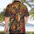 Kangaroo At Night Art Hawaiian Shirt Aboriginal Dot Painting