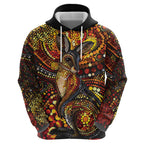 Kangaroo At Night Art Hoodie Aboriginal Dot Painting