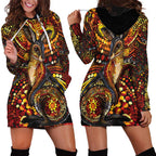 Kangaroo At Night Art Hoodie Dress Aboriginal Dot Painting