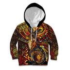 Kangaroo At Night Art Kid Hoodie Aboriginal Dot Painting