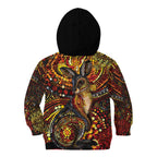 Kangaroo At Night Art Kid Hoodie Aboriginal Dot Painting