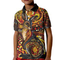 Kangaroo At Night Art Kid Polo Shirt Aboriginal Dot Painting