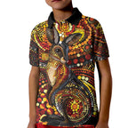 Kangaroo At Night Art Kid Polo Shirt Aboriginal Dot Painting