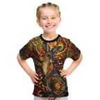 Kangaroo At Night Art Kid T Shirt Aboriginal Dot Painting