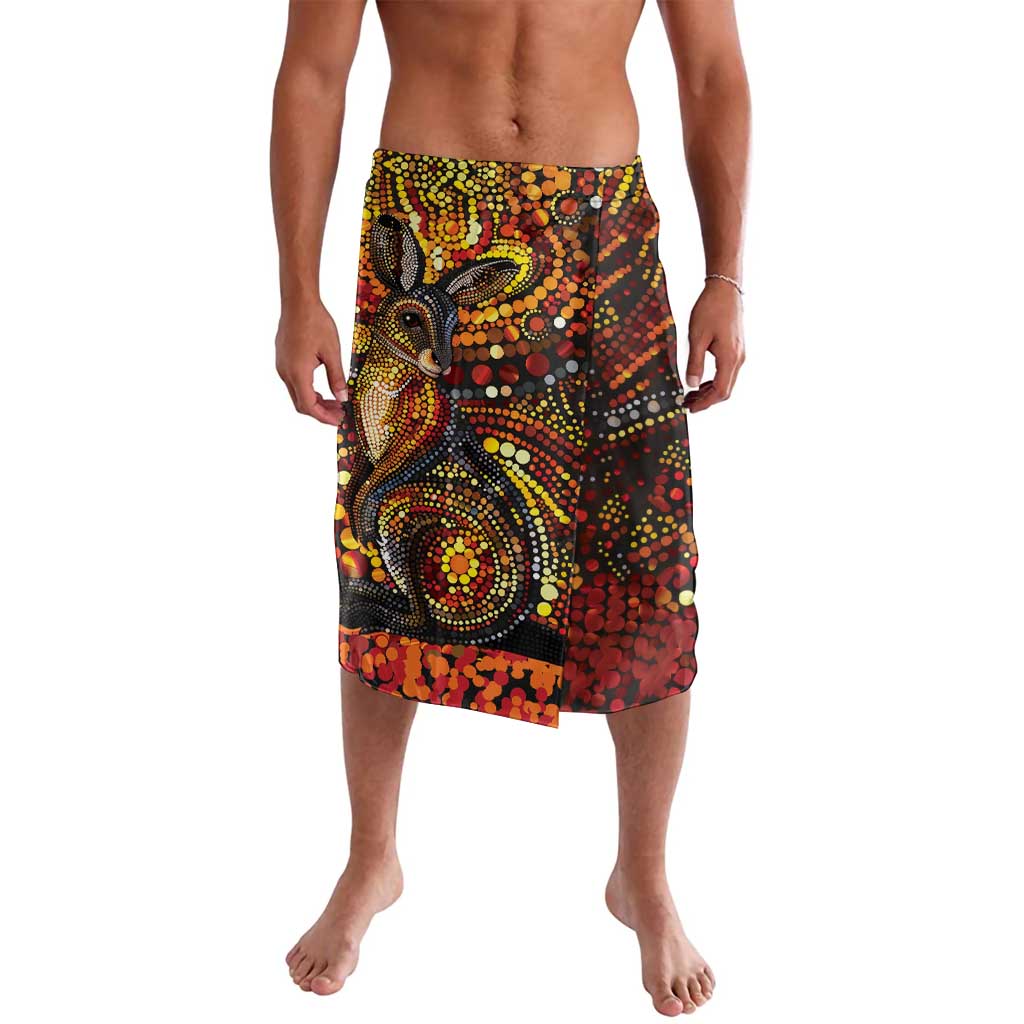 Kangaroo At Night Art Lavalava Aboriginal Dot Painting