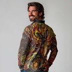 Kangaroo At Night Art Long Sleeve Polo Shirt Aboriginal Dot Painting