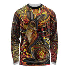 Kangaroo At Night Art Long Sleeve Shirt Aboriginal Dot Painting