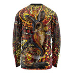 Kangaroo At Night Art Long Sleeve Shirt Aboriginal Dot Painting