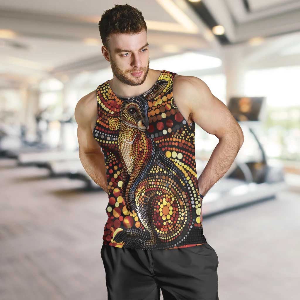 Kangaroo At Night Art Men Tank Top Aboriginal Dot Painting