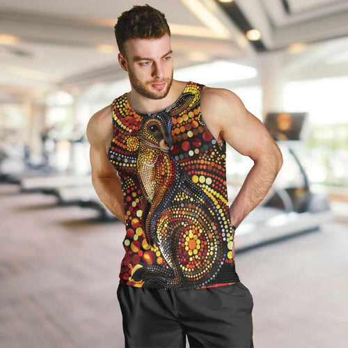 Kangaroo At Night Art Men Tank Top Aboriginal Dot Painting