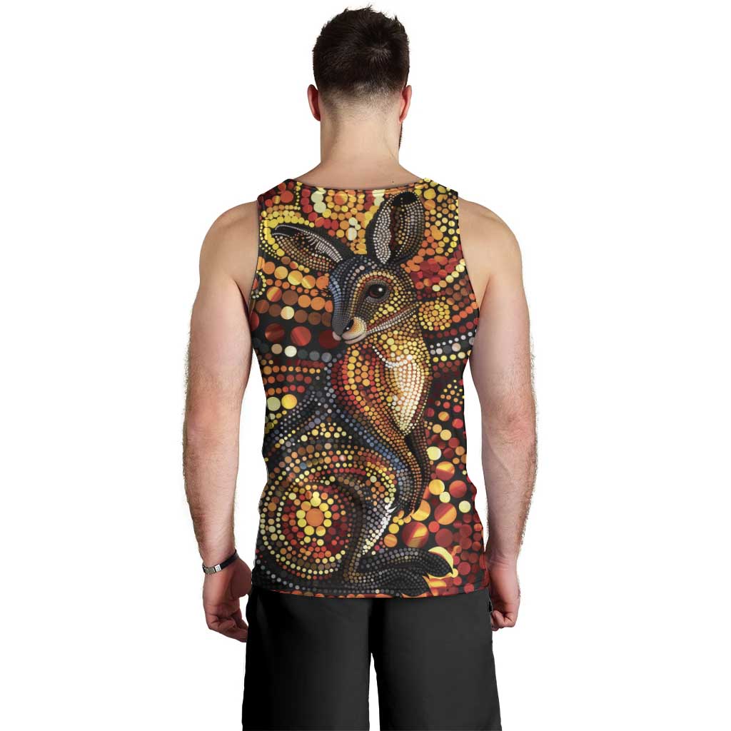 Kangaroo At Night Art Men Tank Top Aboriginal Dot Painting