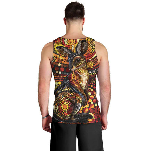 Kangaroo At Night Art Men Tank Top Aboriginal Dot Painting