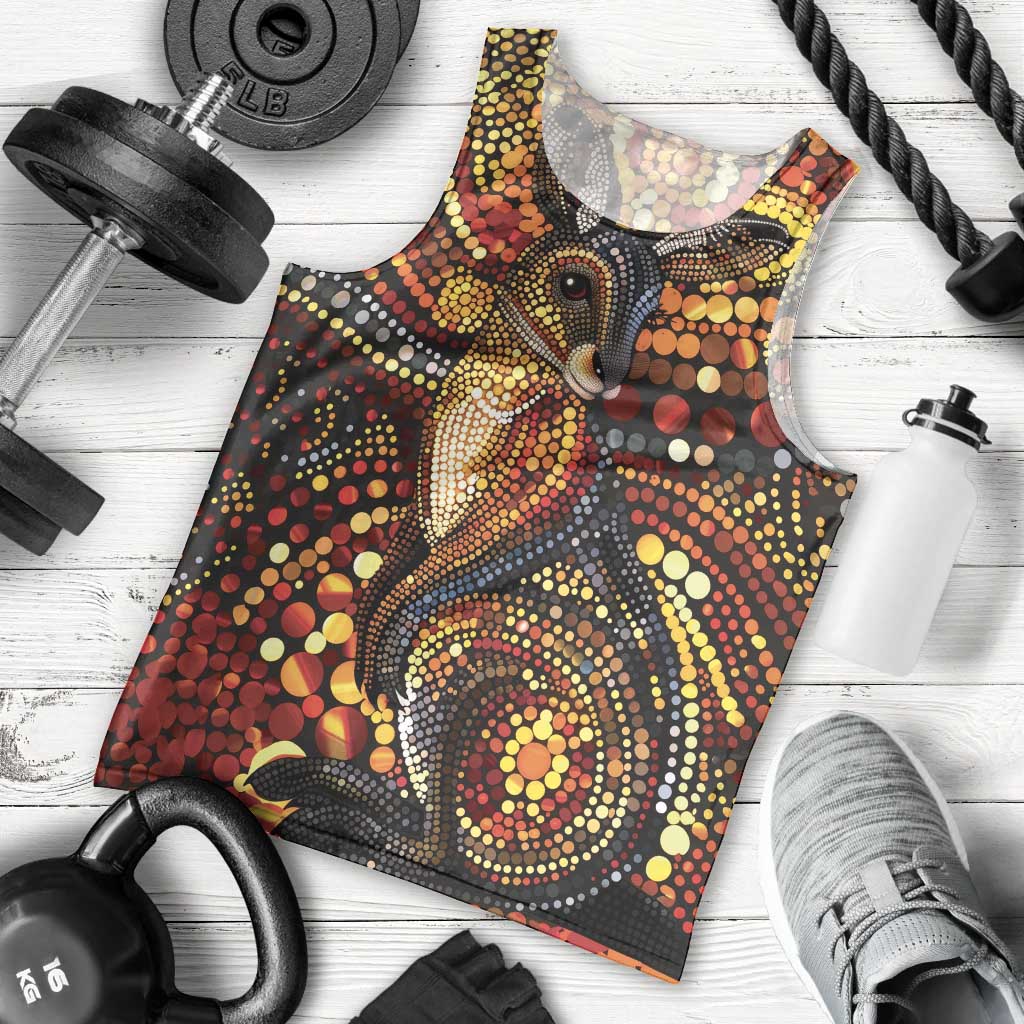Kangaroo At Night Art Men Tank Top Aboriginal Dot Painting