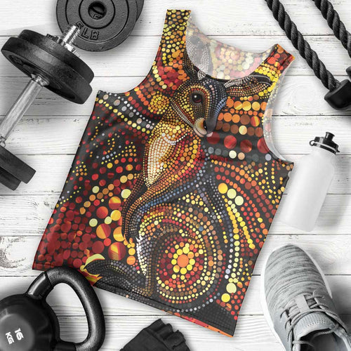 Kangaroo At Night Art Men Tank Top Aboriginal Dot Painting