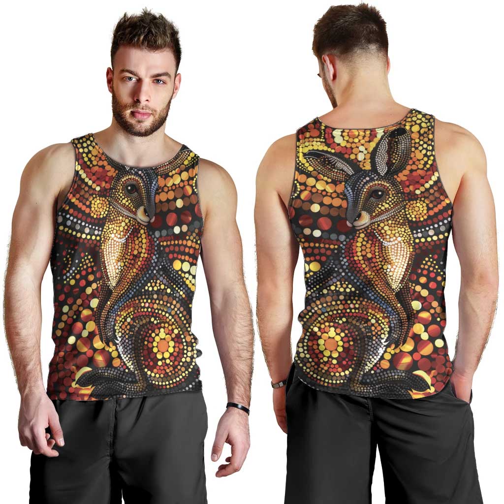 Kangaroo At Night Art Men Tank Top Aboriginal Dot Painting