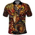 Kangaroo At Night Art Polo Shirt Aboriginal Dot Painting