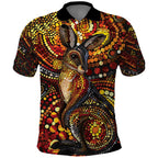 Kangaroo At Night Art Polo Shirt Aboriginal Dot Painting
