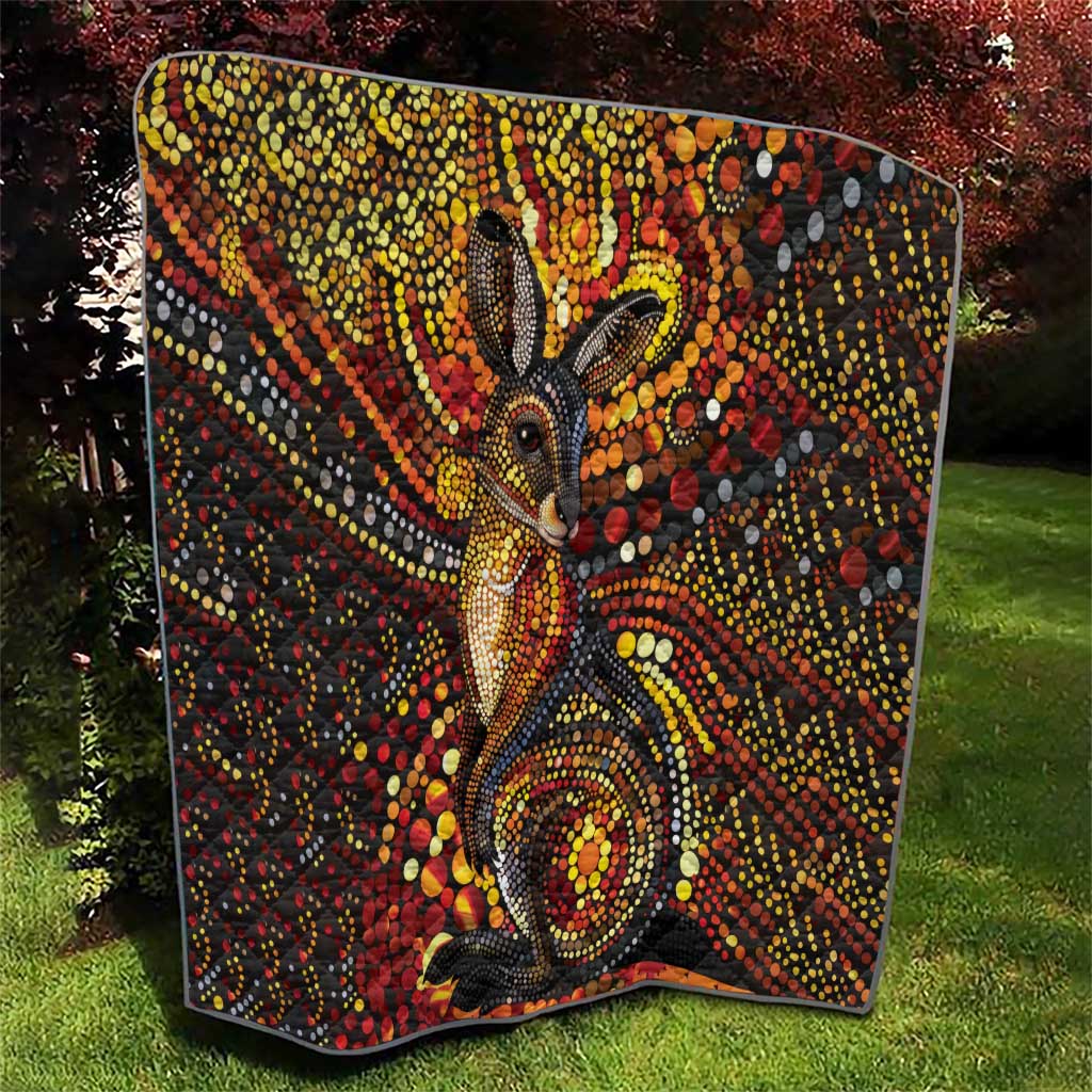 Kangaroo At Night Art Quilt Aboriginal Dot Painting