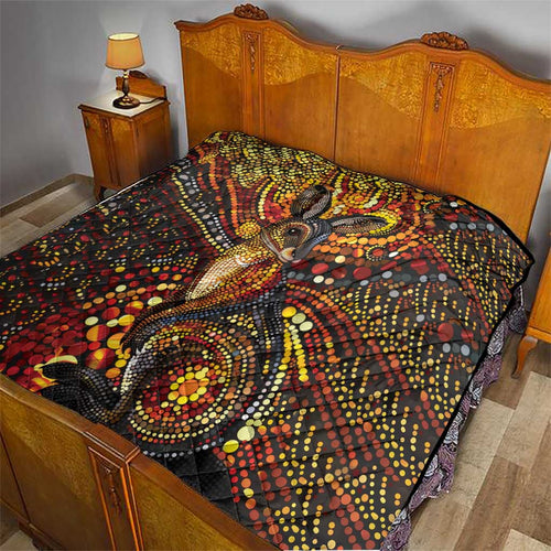 Kangaroo At Night Art Quilt Aboriginal Dot Painting
