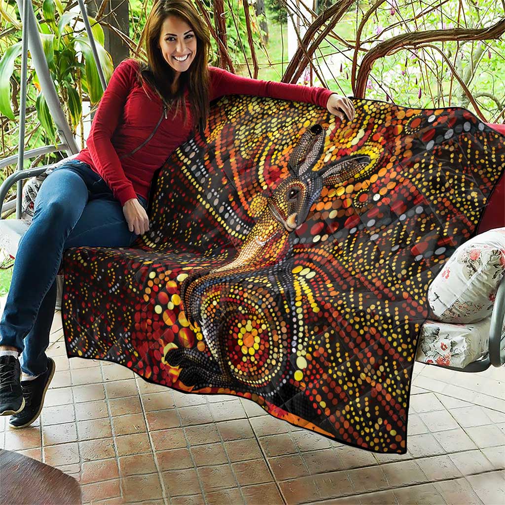 Kangaroo At Night Art Quilt Aboriginal Dot Painting