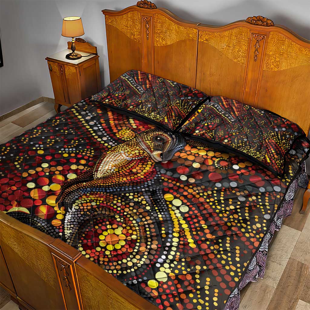 Kangaroo At Night Art Quilt Bed Set Aboriginal Dot Painting