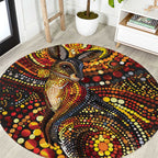 Kangaroo At Night Art Round Carpet Aboriginal Dot Painting