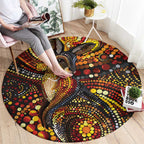 Kangaroo At Night Art Round Carpet Aboriginal Dot Painting