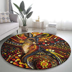 Kangaroo At Night Art Round Carpet Aboriginal Dot Painting