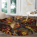 Kangaroo At Night Art Round Carpet Aboriginal Dot Painting