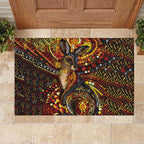 Kangaroo At Night Art Rubber Doormat Aboriginal Dot Painting