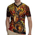 Kangaroo At Night Art Rugby Jersey Aboriginal Dot Painting