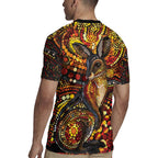 Kangaroo At Night Art Rugby Jersey Aboriginal Dot Painting