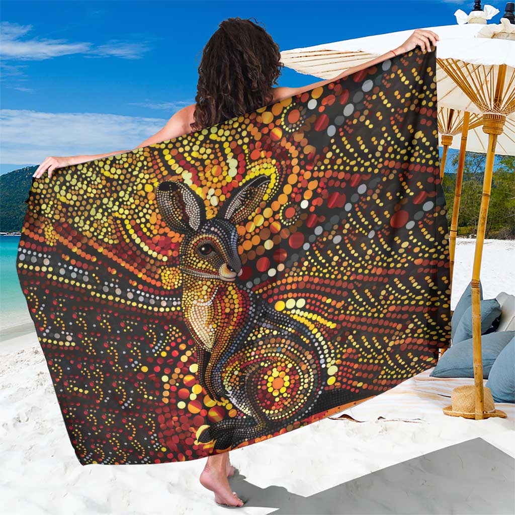 Kangaroo At Night Art Sarong Aboriginal Dot Painting