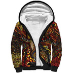 Kangaroo At Night Art Sherpa Hoodie Aboriginal Dot Painting