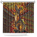 Kangaroo At Night Art Shower Curtain Aboriginal Dot Painting
