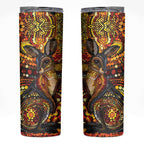 Kangaroo At Night Art Skinny Tumbler Aboriginal Dot Painting