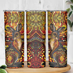 Kangaroo At Night Art Skinny Tumbler Aboriginal Dot Painting