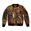 Kangaroo At Night Art Sleeve Zip Bomber Jacket Aboriginal Dot Painting