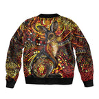 Kangaroo At Night Art Sleeve Zip Bomber Jacket Aboriginal Dot Painting