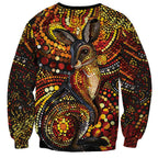 Kangaroo At Night Art Sweatshirt Aboriginal Dot Painting