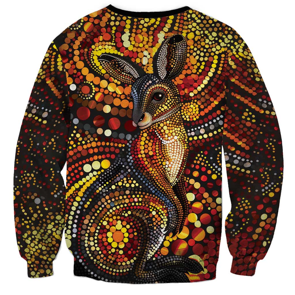Kangaroo At Night Art Sweatshirt Aboriginal Dot Painting