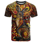 Kangaroo At Night Art T Shirt Aboriginal Dot Painting