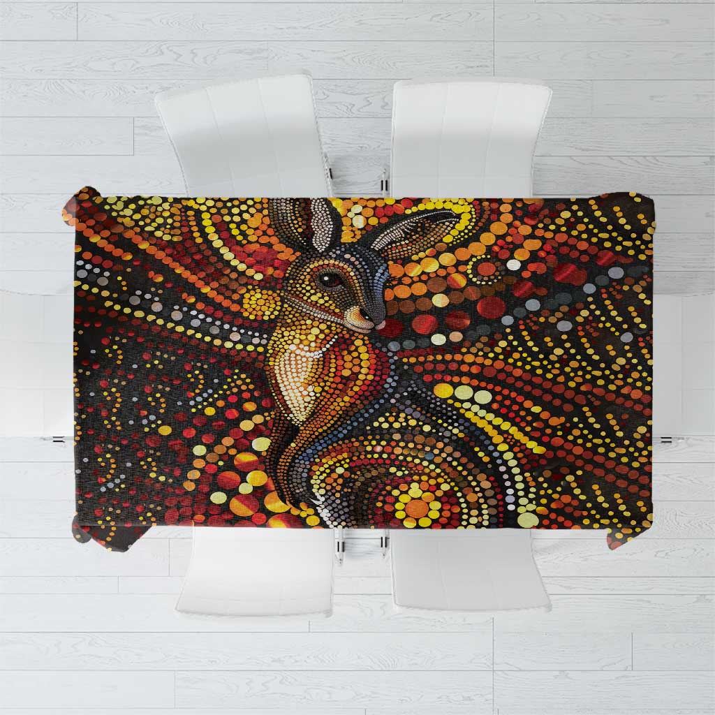Kangaroo At Night Art Tablecloth Aboriginal Dot Painting