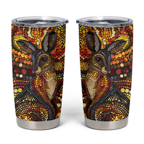 Kangaroo At Night Art Tumbler Cup Aboriginal Dot Painting